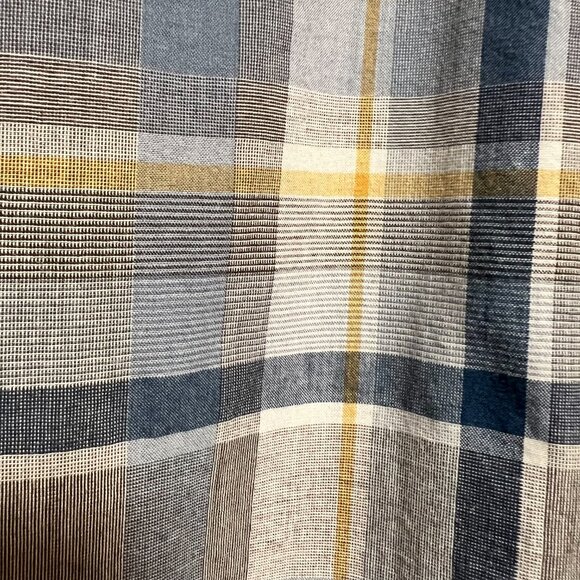 prAna Button Up Short Sleeve Blue Grey Yellow Cream Men's Size M - Picture 8 of 14